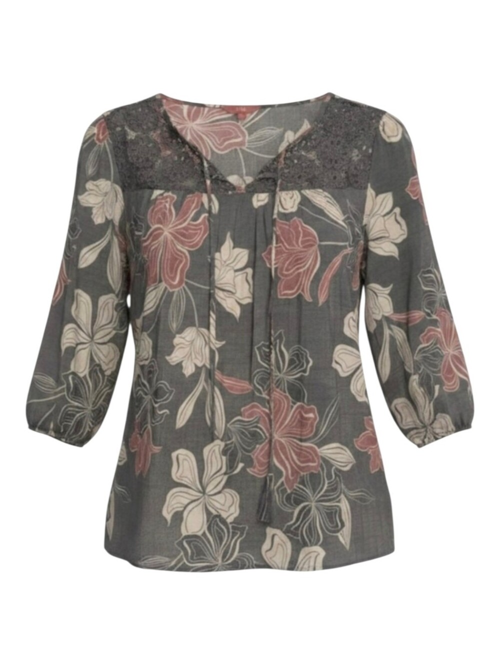 Iyla Women's Lace Trim Peasant Blouse, Sz XL